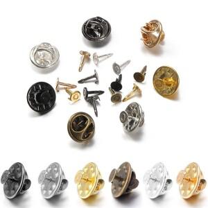 30/50/100Pcs 금속 잠금 핀 다시 브로치 배지 홀더 DIY 보석 재료 옷 깃 기본 공급 공예 액세서리 만들기