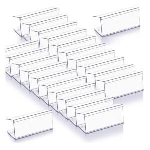 100개 나무 선반 라벨 홀더 투명 플라스틱 표 2.4인치 길이 x 1인치 높이 책장 선반용 표시