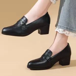 여성용 빈티지 가을 쿠셔닝 가죽 방지 사계절 컴포트 통굽 단화 구두 통기성 플랫 슈즈 미끄럼 admr3