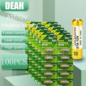알람 리모컨 드라이 셀용 알카라인 배터리 12V A27 MN27 L828 ALK27A VR27 100개
