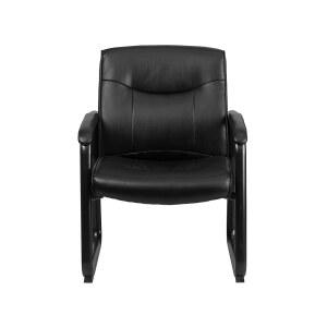 플래시 가구 헤라클레스 시리즈 크고 키가 큰 가죽소프트 이그제큐티브 사이드 리셉션 의자, 500파운드 패딩 로비 의자. 정적 중량 용량, 검은색