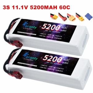 3S 리포 배터리 11.1V 5200mAh 60C RC 자동차 쿼드콥터 드론 비행기 헬리콥터용 XT60 딘스 T EC5