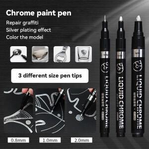 6/1pcs 크롬 펜 마커 반사 거울 전기 도금 페인트 수리 락 세라믹 유리 0.8/1/2mm 펜촉 아트 공예품