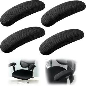 에노드니 2켤레 사무용 의자 팔걸이 커버 사무실 좌석 손잡이 보호대 신축성 책상 커버(블랙)