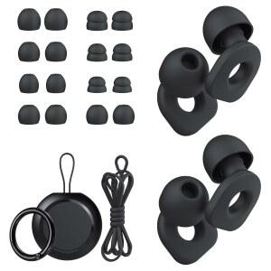 [미국배송] LOETRUY 수면용 이어플러그 2쌍 8쌍 이어팁 및 커넥터 코드 1개 포함 소음 감소 콘서트 음악가 작업을 위한 부드러운 - 25DB-30DB