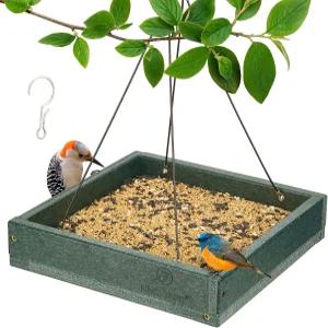 킹야드 WPC 복합 플랫폼 외부용 새 모이통 밀웜 및 씨앗용 튼튼한 걸이식 트레이 3.5파운드 대용량 내후성