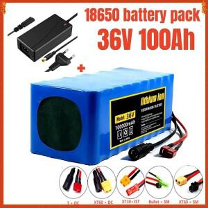 BMS 및 퓨즈 포함 슈퍼 파워 배터리 팩 42V 2A 충전기 장착 36V 10S4P 100000mAh 대용량 1000W