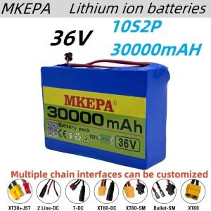 10S2P 36V 리튬 배터리 30000mAH 500W 1000W 고전력 고용량 BMS 18650 팩+에폭시 보드