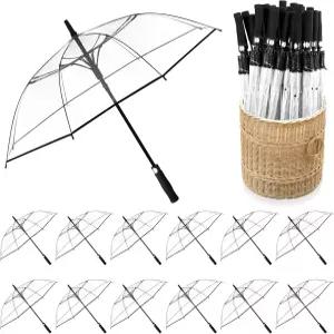 코스블랭크 12개 웨딩 우산 벌크 41인치 스틱 나무 손잡이 포함