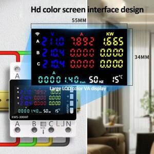 TUYA Wifi 전력 에너지 미터 AC 모니터 85-290V 80A 3 상 4 선 DIN 레일 저전압 보호기