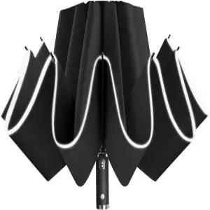 레조레인 접이식 리버스 LED 우산 - 거꾸로 된 반사 컴팩트 반전 여행 방풍 자동 개방으로 비가 올 수