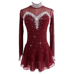 여자 아이들을 위한 류후오 블루 아이스 피겨 스케이팅 드레스 백리스 긴팔 비즈 u2026