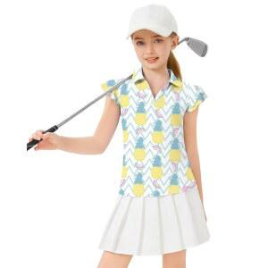 소네븐 걸스 러플 슬리브 폴로 셔츠 브이넥 골프 테니스 티셔츠 유니폼 퀵 드라이 4-14