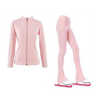 류후오 아이스 피겨 스케이팅 트레이닝 팬츠 재킷 여아 플리스 반짝이는 컬러 다이아몬드 소녀 따뜻한 운동복 편안함