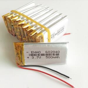 로트 10개 3.7V 500mAh 602040 Mp3 카메라 블루투스 스피커 GPS PSP 펜 리튬 폴리머 LiPo 충전식 배터리