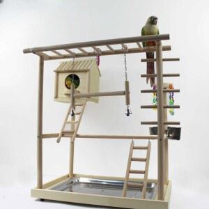 바이디움 앵무새 횟대 둥지 장난감 더블 나뭇가지 새집 사다리 놀이터