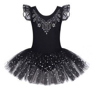 자클로트르 키드 걸스 러플 슬리브 발레 스커트 레오타드 반짝이는 댄스 투투 드레스