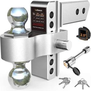 드롭 히치 2.5인치 리시버 벌티온 6인치 조절식 트레일러 볼 마운트 18 500파운드 GTW (2인치 및