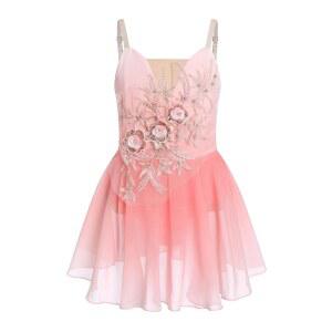 소녀들을 위한 아이스 피겨 스케이팅 드레스 스파클링 시어 메시 쉬폰 발레 댄스 레오타드 발레리나 의상