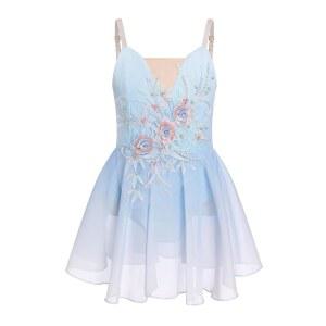 ODASDO 소녀 아이스 피겨 스케이팅 드레스 발레 댄스 레오타드 체조 시퀸 플라워 그라디언트 쉬폰 스커트 경기용