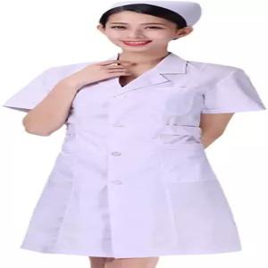 KESYOO Wite Lab Coats 반팔 유니폼 미용사 간호 코트 면 병원 의류 V 넥 - S 사이즈