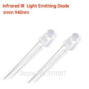 50개/몫 LED 3mm 940nm IR 적외선 방출 원형 튜브 라이트 다이오드   전자