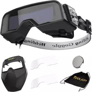 툴리옴 용접 고글 자동 다크닝 트루 컬러 및 탈착식 눈 보호 안전 얼굴 헬멧 용접용 안경 용접기 마스크