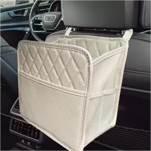 DXNQ 카시트 백 정리함 3개의 추가 포켓이 있는 대용량 접이식 행잉백 방수 가죽 오토시트 보관 자동차