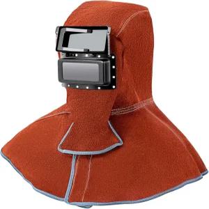 킹더 용접 헬멧 마스크와 자동 다크닝 필터 렌즈 가죽 후드 연마 보호 기어 작업 캡 헤드 페이스 넥 쉴드