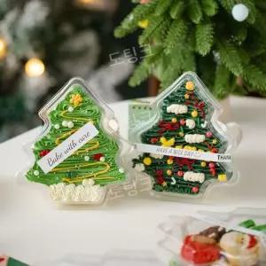크리스마스 케이크 투명 트리 케이스 포장 케익 떠먹는