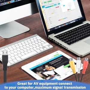 USB 수 플매트 카펫 러그 to 3 Rca 암 어댑터 오디오 컨버터 비디오 AV 케이블 HDTV TV 텔레비전 와이어 리