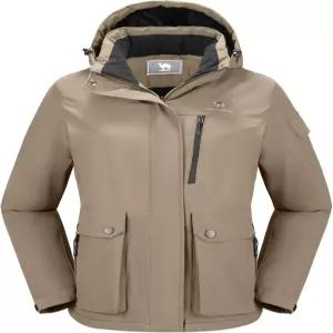 카멜 크라운 여성 방수 스키 재킷 따뜻한 겨울 스노우 코트 하이킹 윈드브레이커 후드 아웃도어 스노보드