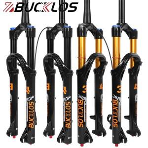 BUCKLOS 26/27.5/29인치 MTB 에어 포크 트래블 140mm 9x100mm 산악 자전거 프론트 34mm 튜브 서스펜션