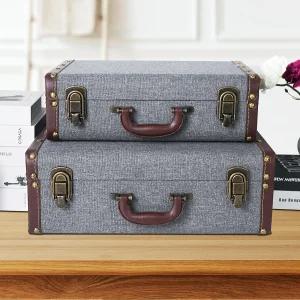 드림에덴 나무 여행 가방 2개 세트 손잡이 트렁크 보물 상자가 있는 장식 보관함