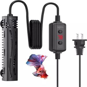 씨오우라 잠수식 어항 히터 7-20갤런용 75W 수족관 LED 온도 디스플레이가 있는 조절식 거북이 담수 및
