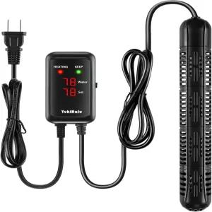 보호 케이스 포함 유키할루 수족관 히터 50/100/200/300/500W 어항 온도 조절 가능 외부 컨트롤러 LED