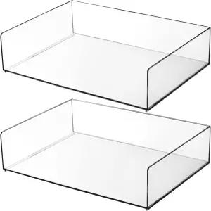 엘조이 아크릴 파일 트레이 2개 세트 2단 적층형 종이 문서 책 잡지 사무실 학교용 투명 데스크톱 정리함