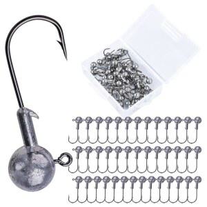 민물 및 바닷물 낚시를 위한 고투어 원형 리드 지그 헤드 후크, 낚시 상자가 있는 수영베이트 지그 헤드, 송어 및 농어에 이상적입니다