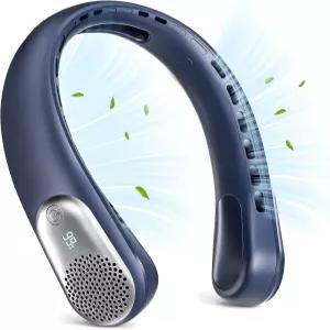 메오노프 넥 선풍기 LED 디스플레이 USB 충전식 휴대용 360° 냉각 블레이드리스 개인용 4000mAh 3 속도