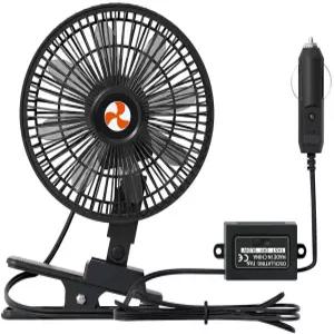 12볼트 진동 팬 휴대용 자동차 와이드바운드 냉각 환기 DC 클립 트럭 RV 12V