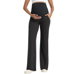 V VOCNI 임산부 바지 와이드 레그 요가 드레스 작업 임신 라운지 스웨트 팬츠 헐렁한