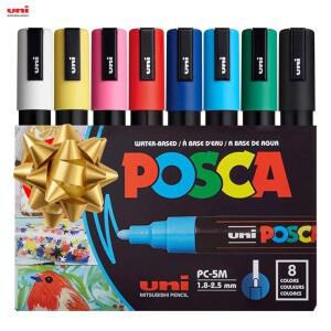 유니 POSCA 페인트 마커 세트 PC-5M 중간 페인팅 펜 8 색