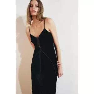 자라 ZARA 벨벳 스트랩 원피스 - 블랙
