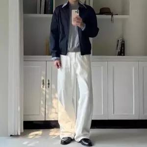 호크아이 남성 하프 페이크 투피스 머니 코트 자켓 가을파일럿 체크 데일리룩 KUK3