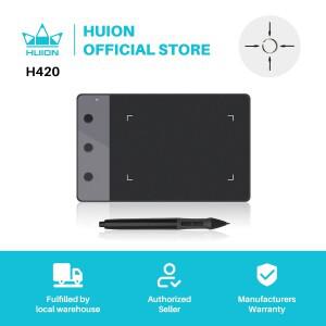 HUION- H420 그래픽 태블릿 4 x 2.23 전문 서명 디지털 펜 USB 아트 드로잉 블랙 온라인 티치