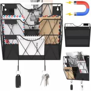 냉장고 및 캐비닛용 패트빙고 마그네틱 파일 홀더 드릴 월 마운트 정리함 사무실/가정용 3단 버티컬 메일