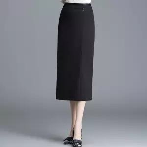 피콜로 치마 미디 검정 여사친 모직 가을 데일리룩 H라인 힙스터 패션 KUK3