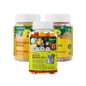 (정품) 3박스 네추럴라이즈 어린이 비타민 젤리 키즈 종합 영양제 꾸미 혼합 3종