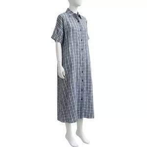 바바라옷장 지지미 체크 셔츠 롱원피스 여름 빅사이즈 40대 50대 린넨 면 원피스