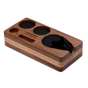 Normcore 에스프레소 탬핑 스테이션, 내추럴 아메리칸 월넛 커피 탬퍼 스테이션 베이스 홀더 스탠드, 54 /58mm 포타필터, 및 디스트리뷰터, 퍽 스크린 액세서리